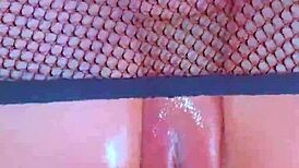 Puffy Pink Pussy in Fishnets Takes BBC Hardcore Pounding!