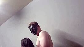 masked daddy sneaks in to fuck petite teen slut doggystyle after blowjob bendover