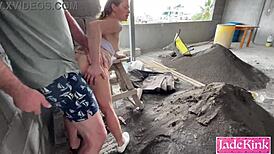 pervert worker caught me flashing and fucked my pussy rough on site 😈