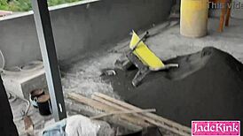 pervert worker caught me flashing and fucked my pussy rough on site 😈