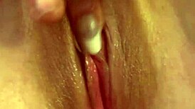 close-up creampie fills tight pussy with thick cum load dripping out