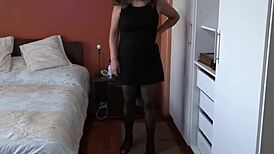 hairy latina milf wife in erotic lingerie heads to work real cuckold tease