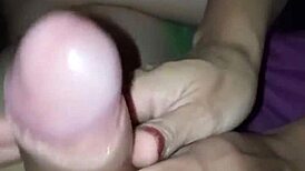 watching porn she massages my cock then milks every drop with handjob cumshot 😍💦