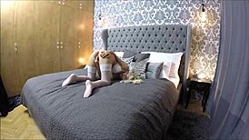 Caught sexy fat teen masturbating then fucked hard doggystyle with facial cum swallow