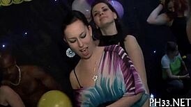 Sluts compete in wild gangbang suck and fuck contest