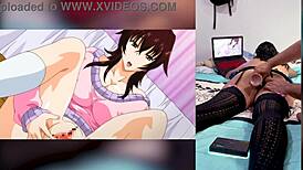 reacting to hot hentai blowjobs with cum in throat and big tits... love how stepbro shows off my big ass