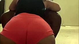 Thick Ass Latina MILF Sucks Big Black Cock From Back View