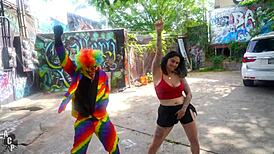 Josie Jaxxon cheats wildly on husband with Gibby the clown's massive BBC outdoors in atlanta