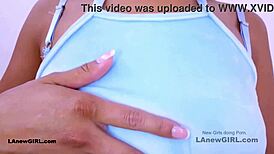 brunette teen seduces at school casting with daddy vibes on sofa