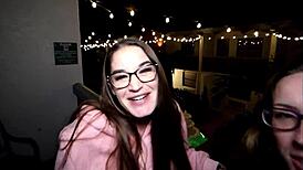 nerdy blonde milf misty rein enjoys playful time with her big friend