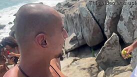 brunette latina teen joins brazilian nudist beach party for wild interracial group fun