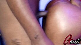 Big black cock rams curvy girlfriend's tight wet pussy in serious doggystyle pounding bent over