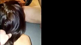 blindfolded girlfriend gets nasty with friends in cheating threesome... cum everywhere