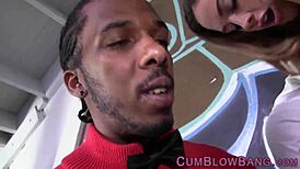 Busty Slut Sucks Monster Black Cocks in Interracial Blowbang Bukkake Facial Gangbang