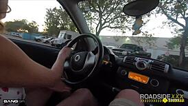 Mechanic Services Busty Babe Beyond Her Roadside Car Troubles