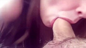 perfect brunette wife cuckold dirty talk big tits blowjob facial cumshot