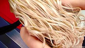 Damn, nikki benz fingers huge cunt lips in wet lingerie solo!!