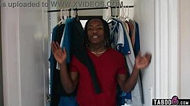 Young black guy pounds two ebony teen lesbians in hot threesome