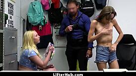 naughty teens kneel for their strict punishment lesson in the garage