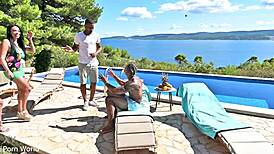 busty anissa kate olivia del rio poolside lesbo kissing anal ass to mouth in heels gp3372