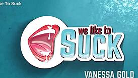 amateur blonde teases licks and sucks cock close-up in lingerie