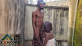 SEX ADDICTED HOUSEWIFE FUCKS HUSBAND'S BROTHER OUTSIDE! Nasty slut wet pussy doggystyle behind window??