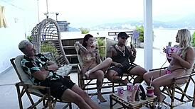 Bruna Carlos and Matheus Caetano swingers cuckold dp on sheer red