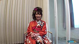 hey this geisha babe flashes her wet cunt then gets fingered hard in pov