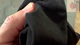 Stepmom walks in on stepson stroking with her panties.