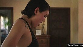 Beautiful shemale pounds cute girl's tight hole in horny date night action