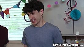 It's Liv's Birthday! Stepsons Nade, Nick, Tony Groped Her Big Tits to Wet Orgasms