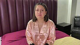 curvy latina tenant skips rent payment flashing oiled ass for wild roommate creampie fuck instead