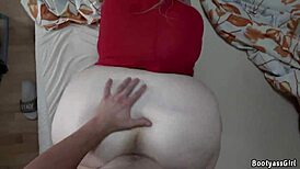 chubby blonde stepmom catches masturbating stepson and rides cock