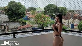 brazilian skinny wife squirts from creampie fuck