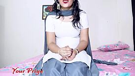 Priya's tight teen pussy throbs as she masturbates hard for teacher
