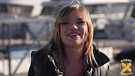 Lusty french blonde petite slut savors two huge cocks in mmf threesome delight