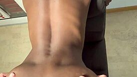 he slides into his petite ebony wife's tight spot on the chair