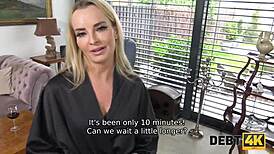 Debt4k Blue-Eyed Blonde Housewife Sucks And Rides Dick Desperately For Debt