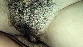 My brother-in-law's small cock fucks my juicy hairy pussy first time creampie!