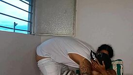 Skinny latina stepsis rides cock cowgirl while recording dance videos tight ass fucked