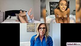 stepmom spies on stepdaughter fingering her shaved pussy close-up