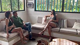 Real Estate Agent Melani Rincon Licks Swinger Couple into Wild Threesome Orgy