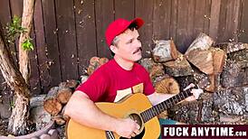 Three Guys Freeuse Hot Teen Chick's Holes During Camping Fuckfest