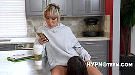 Tall Asian Teen's Lonely Heights Fixed by Freeuse FFM Threesome Action