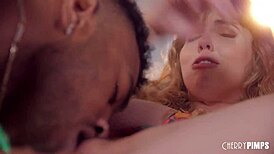 Watch Lena Paul Spread Hairy Pussy for Troy's Tongue Before BBC Pounds Her Big Tits!