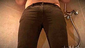 chubbykaot soaks jeans with hot public piss flash