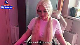 Chubby BLONDE TEEN RIDES GAMER in Webcam Cowgirl POV