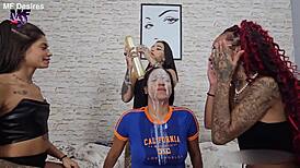 bad latina goddess spits on lovers in tattooed domination humiliation