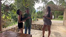 Real Estate Agent Melani Rincon Licks Swinger Couple into Wild Threesome Orgy