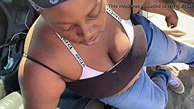 thot goes crazy slurping fat black cock outdoors lol